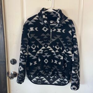High/Low Sherpa Aztec 3/4 zip jacket